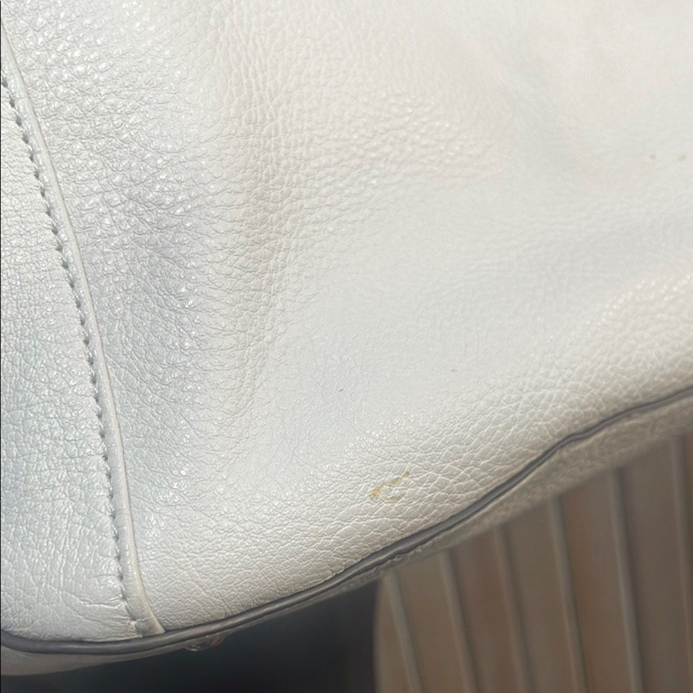 Aimee Kestenberg White Pebbled Leather Tote with Metallic Hardware - Picture 17 of 17